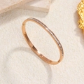 Elegante bracciale in acciaio al titanio oro rosa con pavé completo di zirconi - Stile Strass a Una Fila / Oro rosa