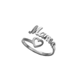 Silver Mama heart open ring for women mother gift in elegant polished metal finish - Hollow Heart / Silver