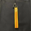 Mini baseball glove and leather keyring in yellow with red stitching for bag accessory - Leather Keychain / Yellow