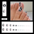 Faux ongles d'orteils à fleurs avec motif zèbre et paillettes argentées - F082 Motif Zèbre