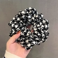 Classic black and white houndstooth pattern knit scrunchie hair tie for women - 13# Houndstooth Black