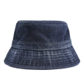 Classic deep blue washed denim bucket hat with durable stitching for sun protection - Dark Color