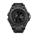 SANDA dual display sport watch in all-black design with waterproof silicone strap - Black