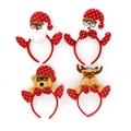 Vierer-Set Weihnachts-Haarreifen mit Weihnachtsmann, Rentier und Bär Cartoon-Designs - TK20 Gepunktete Puppe Stirnband