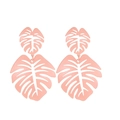 Pendientes de hoja de monstera rosa con acabado mate y estilo bohemio chic - Estilo Hoja de Monstera Rosa (11299)