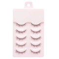 Five pairs of natural fake eyelashes in a pink plastic packaging for daily makeup looks - A09 Model - 5 Pairs