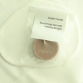 Single lotus pink tealight candle in minimal white paper card and plastic packaging - Dark Coffee (Amber Ebony)
