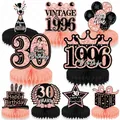 9-piece rose gold 30th birthday honeycomb table centerpieces with retro 1996 theme - 30th Birthday Style / 9 Pieces Set / Rose Gold