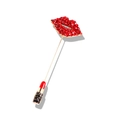 Spilla alla moda con labbra di strass rossi e rossetto con finitura dorata - Rosso