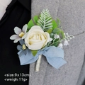 Ansteckblume für Bräutigam mit cremefarbener Rose und blauer Schleife für Hochzeit - Elfenbein