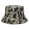 Men's digital camouflage bucket hat in military green with adjustable chin strap - M (56-58cm) / Grey-No.3
