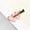 Pink marble acetate hair clip with double heart design on a golden metal base - 31# Pink Marble Double Heart / Silver Clip / 6cm