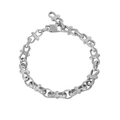 Bracciale a catena argentata con maglie a H in metallo lucido e chiusura sicura - Bracciale Argento