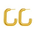 Minimalist gold-plated stainless steel U-shaped hoop earrings with a polished mirror finish - Polished Rectangular U-Shaped