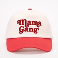 Berretto da baseball bicolore con ricamo Mama Gang rosso e tesa a contrasto - Bianco Sporco Spliced Rosso