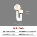 White minimalist U-shaped table lamp with dual spherical glass globes and LED lighting - White