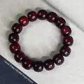 Deep reddish brown Red Sandalwood 13x14mm beads bracelet in old-style round cut finish - Old-style Beads 13x14mm High Density Old Material