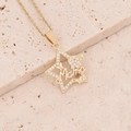 Detail of gold star pendant with 'Mama' lettering and crystal butterfly accents - Star Butterfly Mama Style(7#)