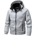 Giacca invernale da uomo slim fit in pile con cappuccio grigio chiaro e tasche con zip - Taglia M / Top / Grigio chiaro