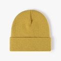 Berretto classico in maglia a coste giallo senape con risvolto per l'inverno - Giallo Zenzero