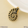Ciondolo a conchiglia ammonite dorato con smalto nero, misura 18x12mm, gioiello mare - Stile Nautilus Nero (KLJ10485-ZLA)