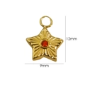 Star-shaped 14K gold-plated stainless steel pendant with red gemstone, 12mm x 9mm size - Red Zirconia