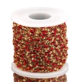 DIY gold plated stainless steel cross chain with red oil-drop lip charms on spool - Gold-Red