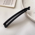 Minimalist matte black banana hair clip with secure inner comb teeth for ponytails - Black