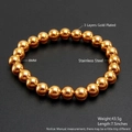 8mm golden elastic beaded bracelet in 18K gold plated stainless steel for women - 8mm / Gold
