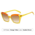 Occhiali da sole cat-eye montatura arancio gialla e lenti marroni sfumate, modello C3 - C3 Montatura Giallo Arancio Lenti Sfumate Tè