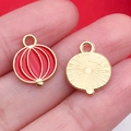 DIY Chinese New Year enameled alloy lion pendant in red and gold finish for jewelry - Lantern