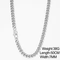 Silver curb chain necklace for men, 7mm width and 50cm length in stainless steel - 50CM*7MM / Steel Color Necklace (KN234694-Z)