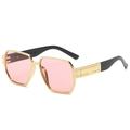 Gafas de sol retro de gran tamaño con montura dorada y lentes rosas - Montura Dorada Lentes Rosas