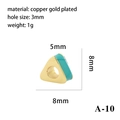 Triangle copper gold plated bead with turquoise enamel for DIY jewelry making - Turquoise Triangle (A-10)