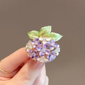 Artistic hydrangea enamel ring in purple and white with sparkling crystal accents - 250# Flower Ball