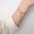 Adjustable gold-plated tennis bracelet with rectangular crystals and sliding closure - Gold Bracelet (25cm) / Length 25cm/Adjustable / Gold