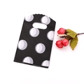 Small black plastic gift bag with large white polka dots and wave edge handle - No. 41 (B&W Polka Dot)