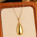 Elegant gold necklace featuring a minimalist teardrop pendant on a textured background - Gold Simple Mirror Drop Pendant Necklace