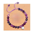 Purple natural stone beaded bracelet for sister with a silver heart charm and gift card - Purple Agate + TO MY SISTER Card
