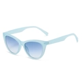 Retro cat-eye sunglasses featuring translucent light blue frames and blue gradient lenses - Blue Frame Gradient Blue Lens