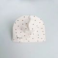 Single-layer cotton knit baby beanie in cream white with brown star print patterns - L (Single Layer) / Atta Diffy Star