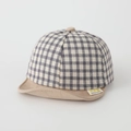 Grey and white plaid baby sun hat with beige brim and soft cotton texture - 50cm (1-3 Years) / Simple Grid Style / Blue Plaid