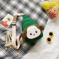 Kids green canvas chest bag with cute brown monkey design on checkered background - Green Monkey