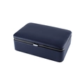 Portagioie portatile in pelle PU blu scuro con fibbia in metallo e trama a litchi - Blu