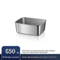 Single 650ml stainless steel storage box with brushed finish and 13.5x10.7x5.5cm size - 201 Small (No Lid/650ML)