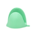 Green heat-resistant silicone oven mitt shark clip for non-slip kitchen handling - Nordic Green