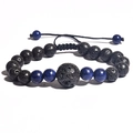 Adjustable braided lava rock and blue lapis lazuli stone bead bracelet for men and women - 07-Lapis Lazuli