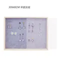 Solid wood jewelry display tray with grey velvet lining for rings and earrings - 30x40CM Flat Grey Velvet