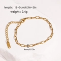 Dettaglio della catena a graffetta in acciaio inossidabile placcata oro 18K lunga 16+5cm - Stile Catena a Graffetta