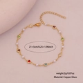 Tobillera de cadena dorada con cristales de corazón coloridos y perlas blancas - Corazón